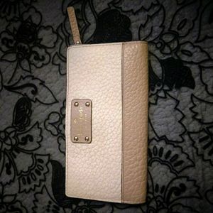 Kate Spade ♠Two tone leather cream/tan long wallet